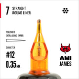 CAM x AMI JAMES Cartridges - Straight Round Liners - #12 (0.35mm) - 20/Box